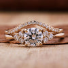 0.81 CT Round Lab Grown Diamond Bridal Set, Engagement Ring and Matching Curved Band