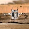 Distance Pave Set Lab Created Diamond Ring, 1.71 F/VS Emerald Cut Engagement Ring, IGI Certified Lab Diamond Ring