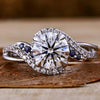 Round Cut Lab-Grown Diamond Bypass Pavé Shank Ring 1.3 CT