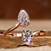 Pear and Round Cut Lab-Grown Diamond Toi Et Moi Ring 1.2 TCW