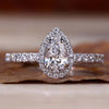 Pear Cut Lab-Grown Diamond Halo Pavé Ring 0.6 CT