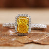 Radiant Cut Yellow Lab-Grown Diamond Pavé Halo Ring 1 CT