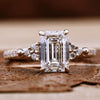 Emerald Cut Lab-Grown Diamond Trellis Basket Setting PavƩ Ring 1.8 CT