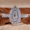 Marquise Cut Lab-Grown Diamond Double Halo Pavé Ring 1.2 TCW