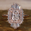 Radiant Cut Lab-Grown Diamond Pavé Halo Snowflake Design Ring 1.5 CT