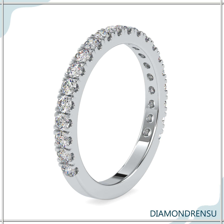 Round Moissanite Three-Quarter Eternity Wedding Band 2MM