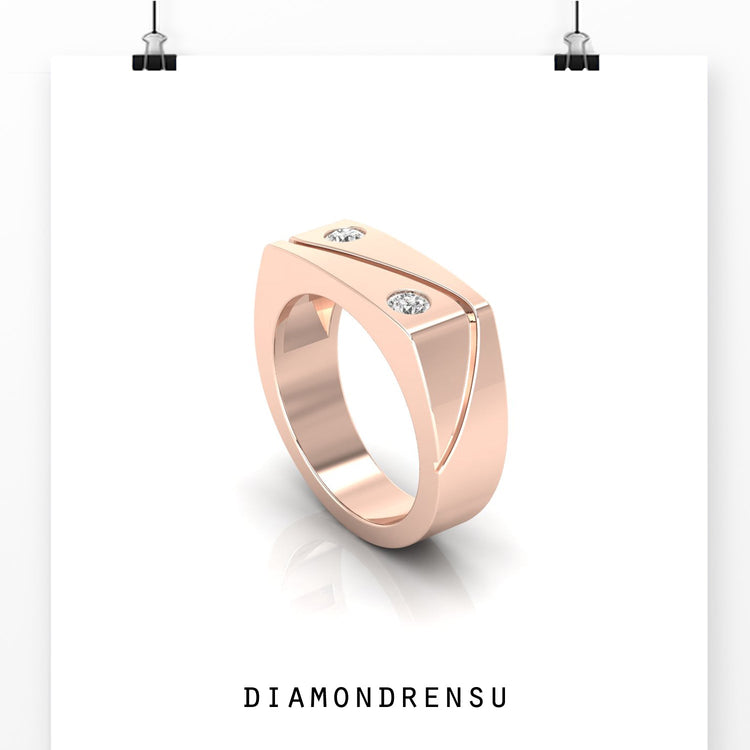 Round Moissanite Two Stone Twisted Men's Wedding Band