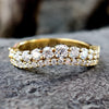 Crown Curved Set 0.96 TCW Round Brilliant Cut Moissanite Wedding Band