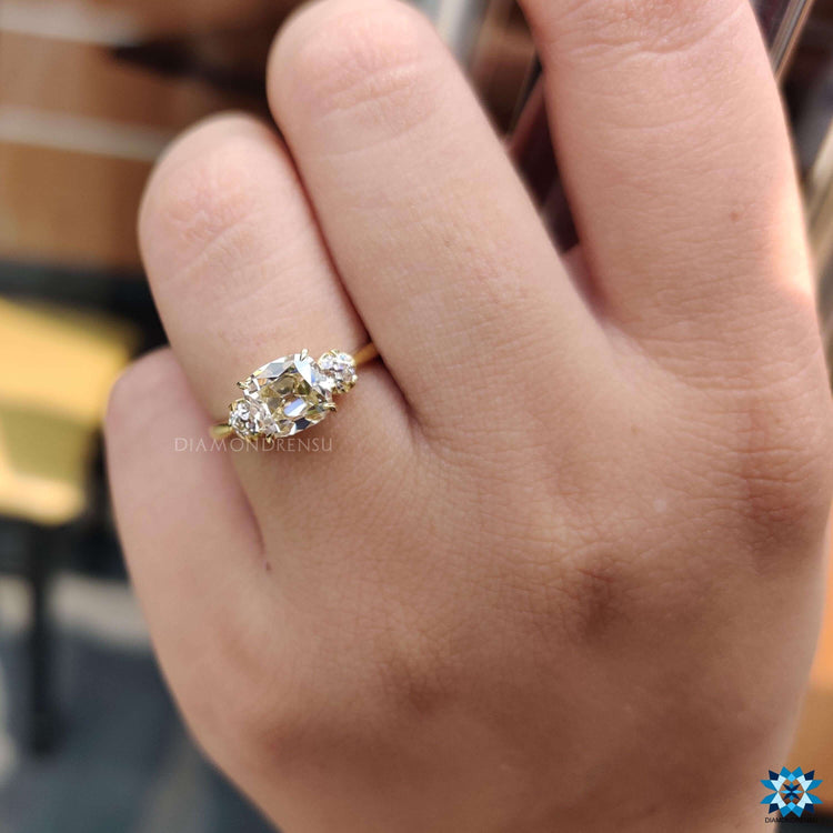 Antique 1.66 Cushion Old Mine Cut Vintage Style Moissanite Engagement Ring