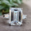 6.89 DEW Emerald Cut Tapered Baguette Three Stones Engagement Ring