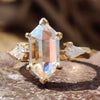 Hexagon Rose Cut Moissanite Three Stone Ring 1.9 CT
