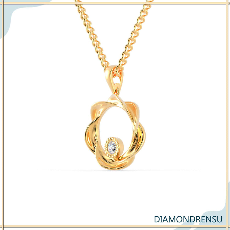 Round Brilliant Cut Moissanite Twisted Circle Pendant Set 0.1 TCW