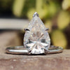 Unique Upside Down 2.71 CT Pear Colorless Moissanite Solitaire Ring