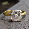 Double Claw Prong 2.95 CT Asscher Cut Moissanite Solitaire Engagement Ring