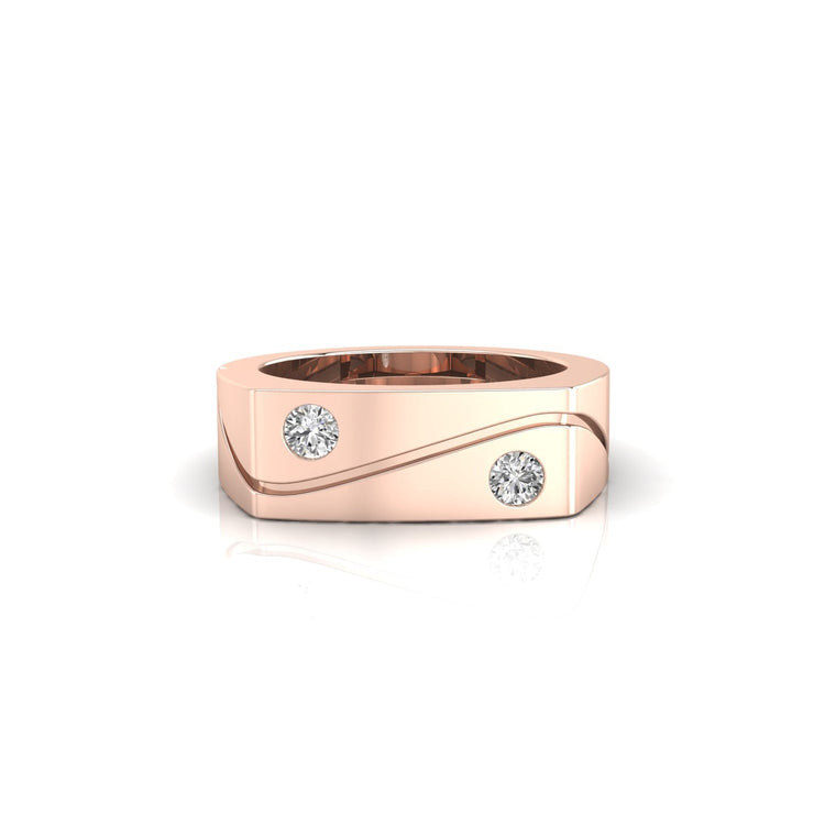 Beautiful Two Stones 0.12 TCW Round Cut Unique Men's Wedding Band