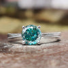 Milgrain Tapered Shank 1.01 CT Cyan Blue Portuguese Cut Moissanite Solitaire Engagement Ring