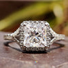 Princess Cut Colorless Moissanite Pavé Halo Split Shank Ring 1.4 CT