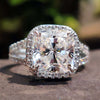 Cushion Cut Moissanite Split Shank Halo Ring 4 CT