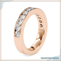 Dazzling 3.00 MM Round Cut Moissanite Channel-Set Eternity Wedding Band