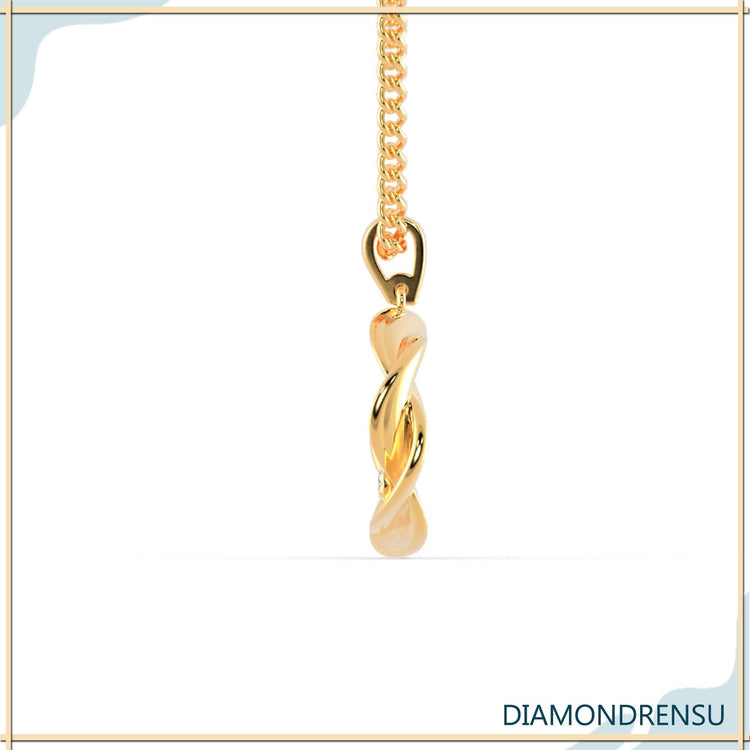 Round Brilliant Cut Moissanite Twisted Circle Pendant Set 0.1 TCW