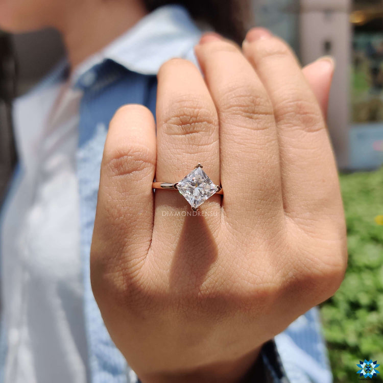 princess moissanite engagement ring