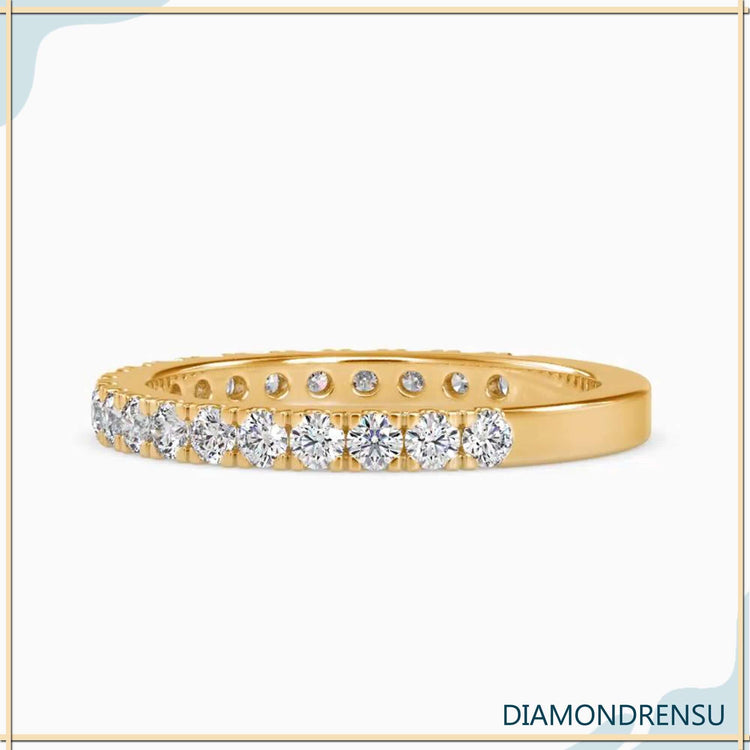 2.00 MM Round Brilliant Cut Three Quarter Moissanite Eternity Wedding Band