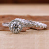 0.85 CT Round Lab Grown Diamond Halo Engagement Ring with Floating Bubble Band, Bridal Set