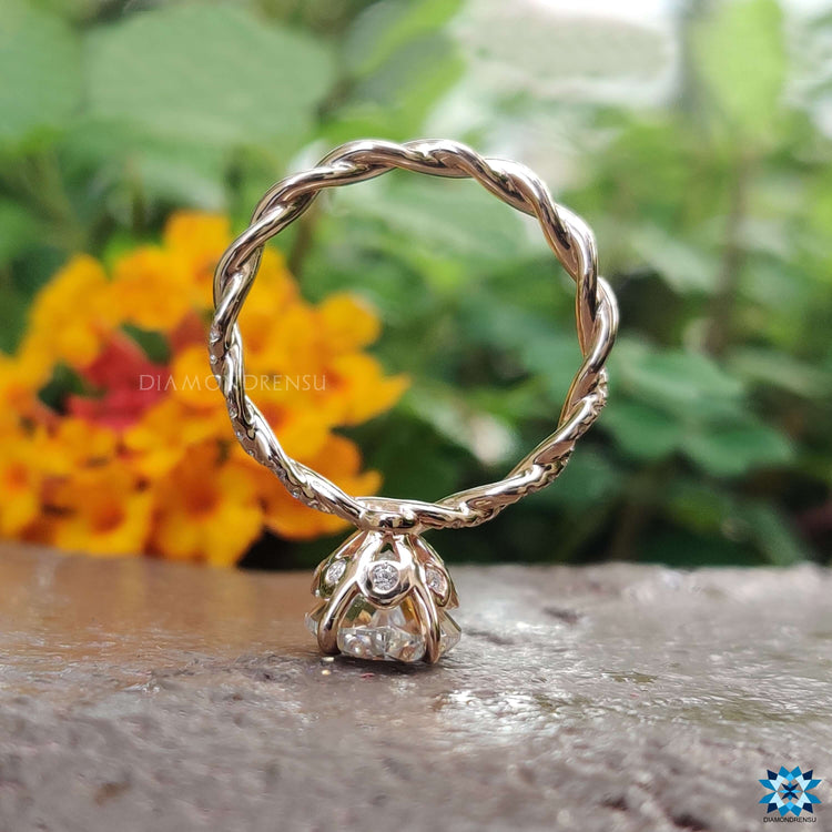 Oval Cut Moissanite Rope Pavé Ring 2.2 TCW