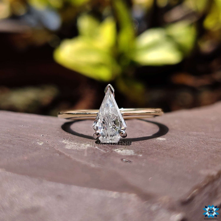 0.92 CT Unique Spear Cut Minimalist Solitaire Moissanite Ring