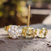 1.56 TW Round Brilliant Cut Moissanite Stud Wedding Earrings