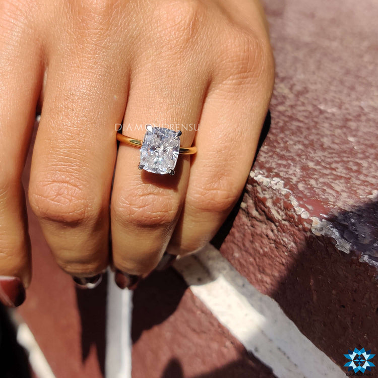 cushion cut moissanite engagement ring - diamondrensu