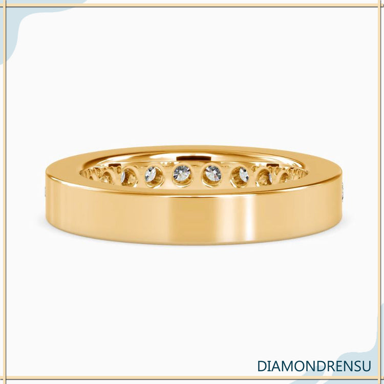 Dazzling 3.00 MM Round Cut Moissanite Channel-Set Eternity Wedding Band