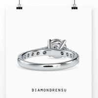 1.60 TCW Round Cut Cathedral Pave Set Moissanite Engagement Ring