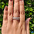 Unique Trellis Prongs 6.94 TW Emerald Moissanite Eternity Wedding Band
