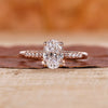 1.0 CT Oval Cut Lab Grown Diamond Hidden Halo Engagement Ring