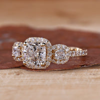 4 prong setting ring paired with yellow gold ring.
