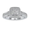 Round Double Halo Engagement Ring with a bridge accent for added elegance.