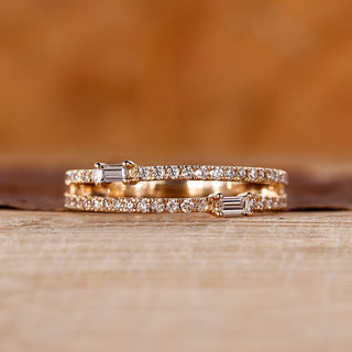 Baguette and Round Diamond Band in a double row setting.

