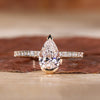 Pear Shaped Lab-Grown Diamond Half Bezel Set, Pavé Band Ring 1 - 2 CT