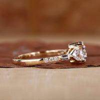 Pave setting ring with cushion cut diamond ring.
