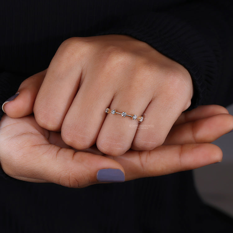 Custom diamond band in distance pave band style.
