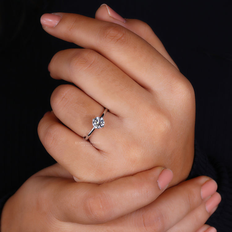 Lab Grown Diamond solitaire ring in white gold.
