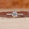 Yellow gold diamond ring with round cut diamond ring.
