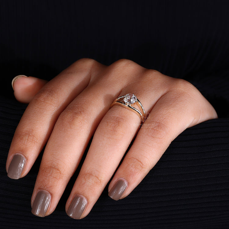 Customise ring with split shank engagement ring.
