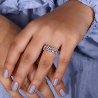 Marquise wedding band and half eternity wedding band.
