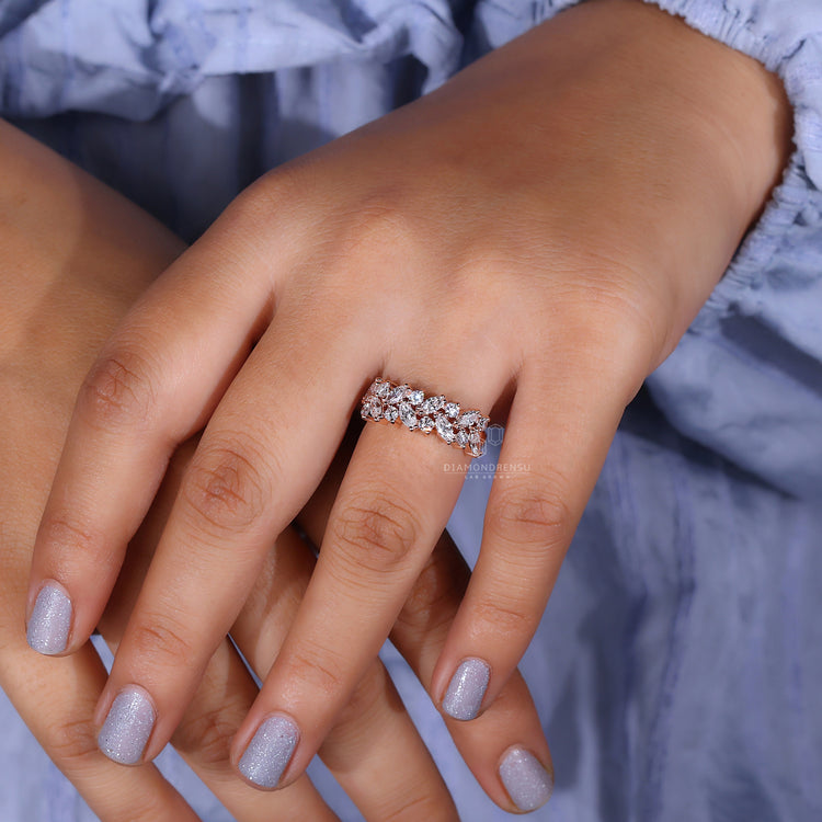 Marquise wedding band and half eternity wedding band.
