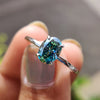Oval Greenish Blue Solitaire 4 Prong Ring - 1.1 CT