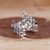 Nature Inspired Bridal Set with leaf style pave ring design.