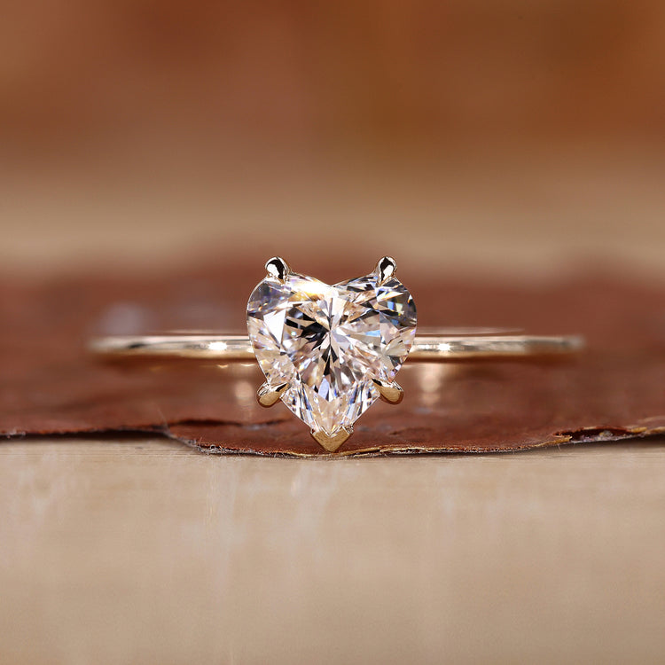 Heart diamond ring with a clean and elegant design.
