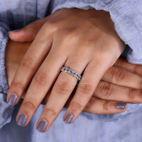 Custom diamond band with white gold style.
